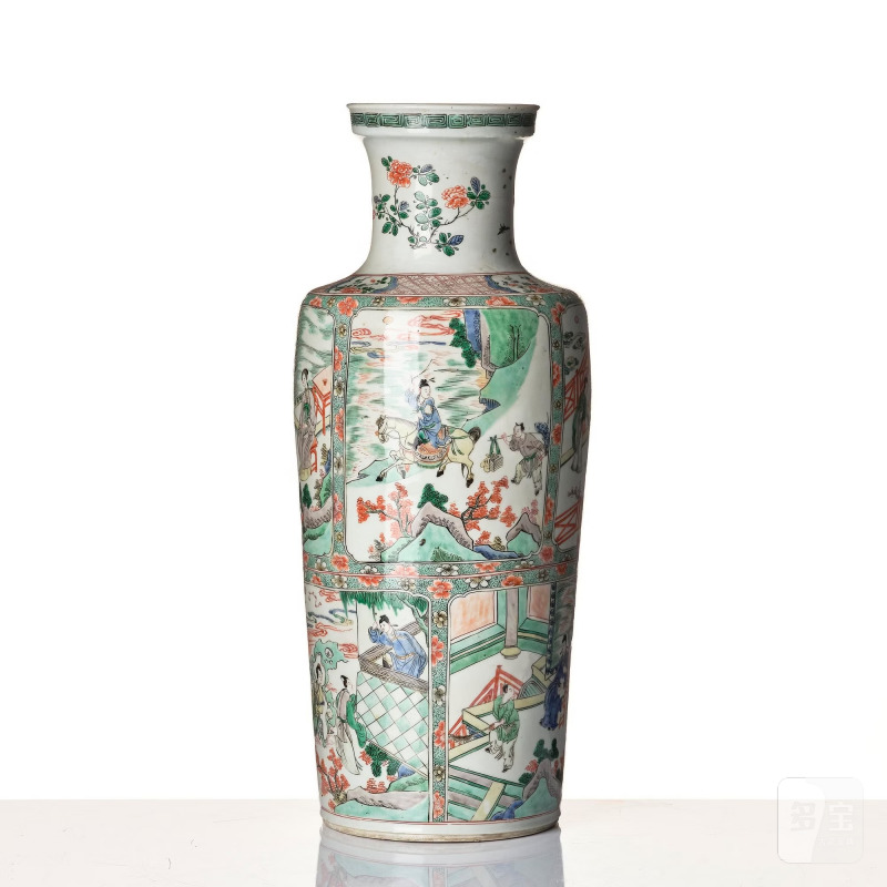 A famille verte roleau vase, - 图3
